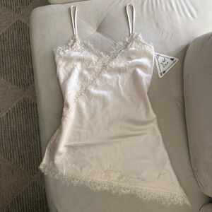 Cream Lace Trim satin blouse